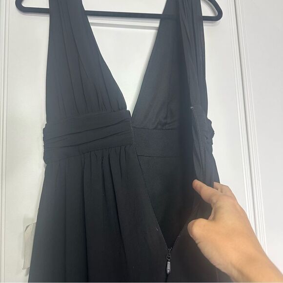 Lulu's Small Black Maxi Dress with V-Neck and Slit (b1) - Picture 10 of 11